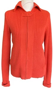 Ashworth Sz L Orange Cable Knit Long Sleeve Zip Up Sweater Golf - Picture 1 of 12