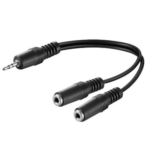 0,2m Audio Video 3,5mm stereo Y Kabel Klinke 2x Buchse Weiche Kupplung Verteiler - Bild 1 von 1