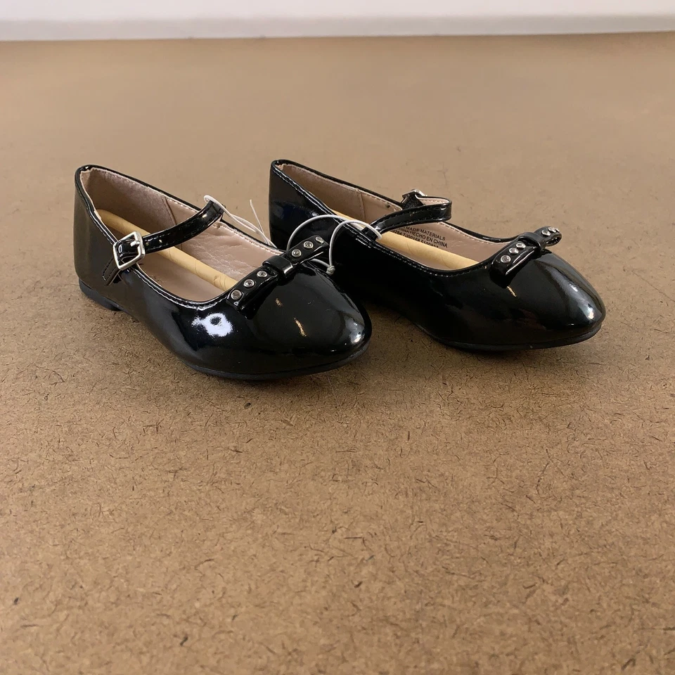 The Children's Place Toddler Girl Shoe Size 9 Black Jeweled Ballet Flats NWT - Image 1 of 4
