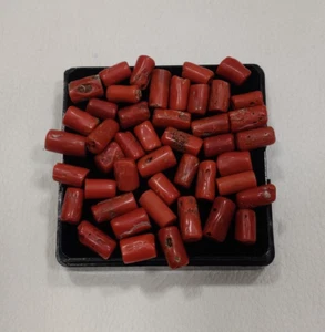 Genuine Red Coral Tube Beads Lot-100%Natural Italian Coral Beads-Make Jewelry - Picture 1 of 11