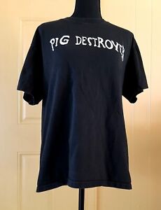 PIG DESTROYER Vintage 2001 Size M Logo Black T-Shirt Grindcore Relapse Records 