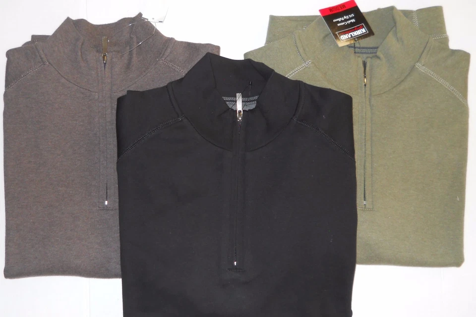 Men's Sweater Shirt Top Signature Kirkland Half Zip Brown Green Black New M - Image 1 of 4