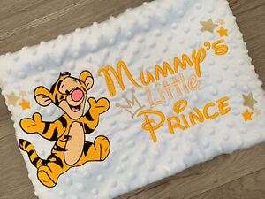 Personalised Baby Bubble Blanket Embroidered Tigger New Baby Boy Girl Gift