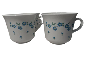 Corning Corelle, Set of 4, Forget Me Not Coffee Tea Cups Mugs Blue White Floral  - Picture 1 of 7