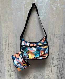 LeSportsac Classic Hobo Bag with a Vintage European Travel Print - Picture 1 of 5