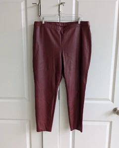 Chicos Lederhose Damen 16 Burgund Vegan Kunstleder Pull On Leggings - Bild 1 von 10