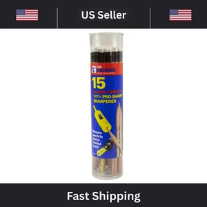 CH Hanson 15 Pack Finish Carpentry Round Pencil & Chuck-able Pro-Sharp Sharpener - Picture 1 of 2