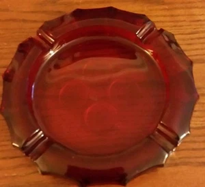 Fostoria Ruby Red glass ashtray coins liberty bell - Picture 1 of 2