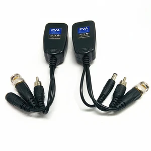 3x CCTV Passiv Video Balun Power Audio HD-TVI/CVI/AHD/CVBS BNC auf CAT5 RJ45 - Bild 1 von 7