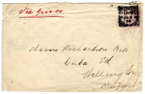 Cubierta GB Birmingham Círculo Cuadrado NUEVA ZELANDA *Vía Frisco*5d Jubileo 1898 MZ522 - Imagen 1 de 9