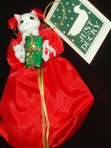 Ornamento de gato blanco Just Ducky 1987 vintage 4,5" nuevo en caja - Imagen 1 de 4