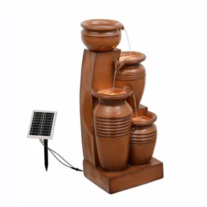 28.7" 4-Tier Cascading Bowl Solar Powered Water Fountain with LED for Outdoor... - Picture 1 of 8