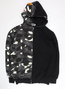 A Bathing Ape Mens 3XL Black Grey Camo Full Zip Hoodie Streetwear - Picture 1 of 12