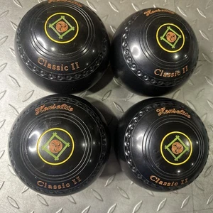 Henselite Classic 2 Lawn Bowls Size 4 Heavy Set Of 4 Dimple Grip - Picture 1 of 12