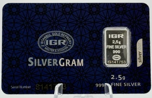 🔲 2.5 Gram Silver Bar - IGR - 2.5g .999 Fine Silver Bar in Certified Assay 🔥💎 - Picture 1 of 2