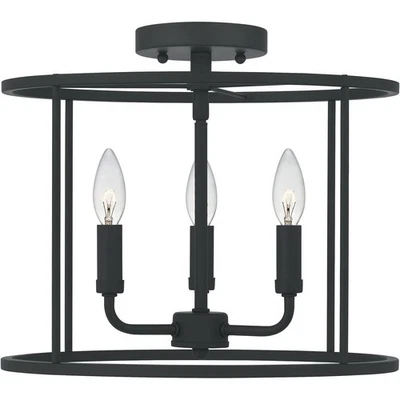 Quoizel ABR1714MBK OPEN BOX Abner Semi-Flush Mount Matte Black - Image 1 of 4