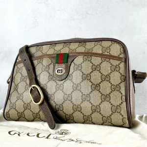 Bolso de Hombro Gucci Línea Jerez Entrelazado GG Patrón PVC Cuero Marrón con Bolsa - Imagen 1 de 10