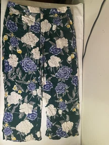 NEU- MERONA COMFORT WAIST WIDE LEG CROP HOSE GR. L -BLUMENDESIGN - Bild 1 von 5