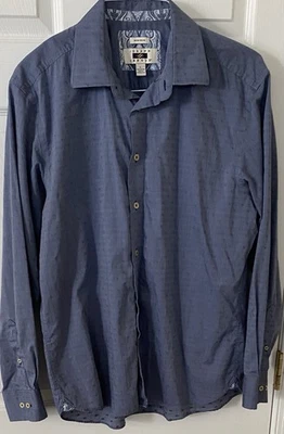 Camisa Joseph Abboud Abotonada Para Hombres L Azul con Patrón de Puntos Azul Oscuro Manga Larga Foto 1 de 4