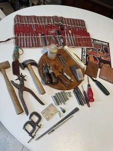 Huge Lot Leather Craft Tools Knives Supplies Lace Punches Stamps More - Picture 1 of 12
