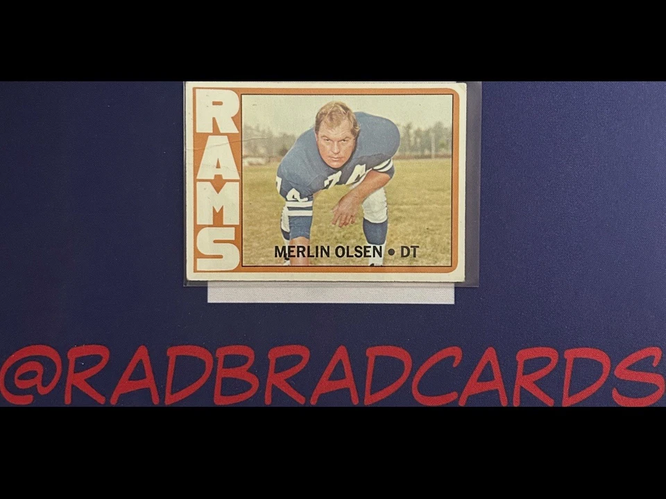 NFL Football Los Angeles Rams 1972 Vintage Topps Merlin Olsen Card 181 RARE - Image 1 of 1