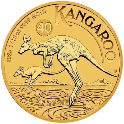 Australien 15 $ 2026  Känguru 40 Jahre  1/10  Oz Gold 9999 Goldmünze ST / BU - Bild 1 von 4