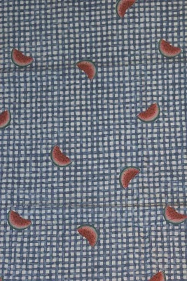 Daisy Kingdom Fabric Watermelon Allover Past & Present VTG 1997 45" x 3 yds Blue - Image 1 of 4