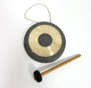 TRADITIONELLER 8" HANDGEFERTIGTER AUTHENTISCHER CHINESISCHER CHAO GONG aus Messing mit SCHLÄGER - Bild 1 von 4