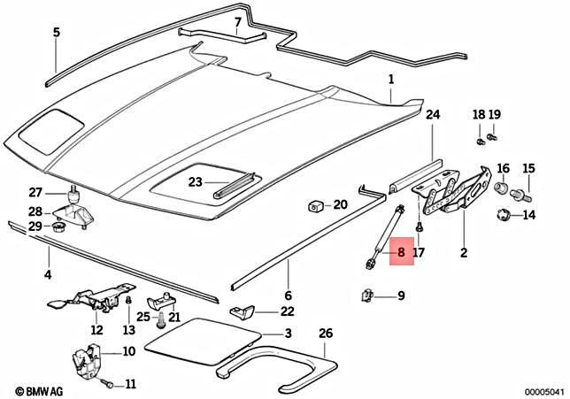 Muelle presurizado de gas 51231970526 OEM BMW E31 840Ci 840i 850Ci 850Ci 850CSi Foto 1 de 1