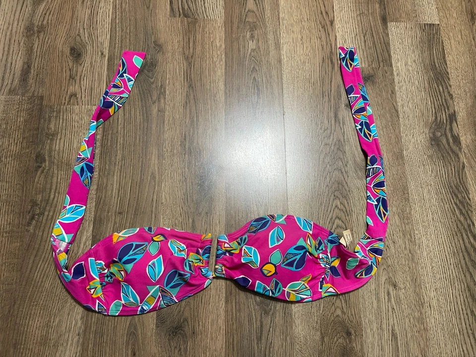 Top de traje de baño Aerie, mediano para mujer, rosa azul naranja verde, corbata sin tirantes Foto 1 de 4