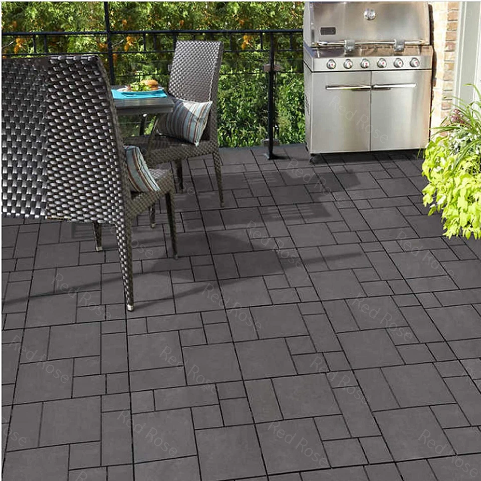 10 Mosaic Garden Interlocking Decking Tiles Recycled Rubber Material 30 X 30cm