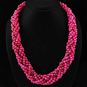 AMAZING TOP QUALITY RARE 806.90 CTS NATURAL RED RUBY ROUND BEADS NECKLACE STRAND - Picture 1 of 3