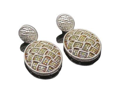 925 Sterling Silver  Vintage Genuine Yellow Diamonds Dangle Earrings  EG10501 Foto 1 de 4