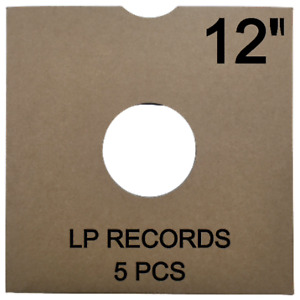 5 x Brown 12" Vinyl LP Record Card Sleeves Centre Hole Thumb Cut 350gsm Mailers