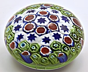 MURANO MILLEFIORI MULTICOLORED ART GLASS PAPERWEIGHT (2 1/2 “ Tall X 3 “ Wide - Picture 1 of 3