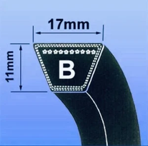 B SEC V BELT ( B SECTION BRANDED 17 x 11MM V BELT ) - CHOOSE SIZE IN INCHES) - Picture 1 of 4