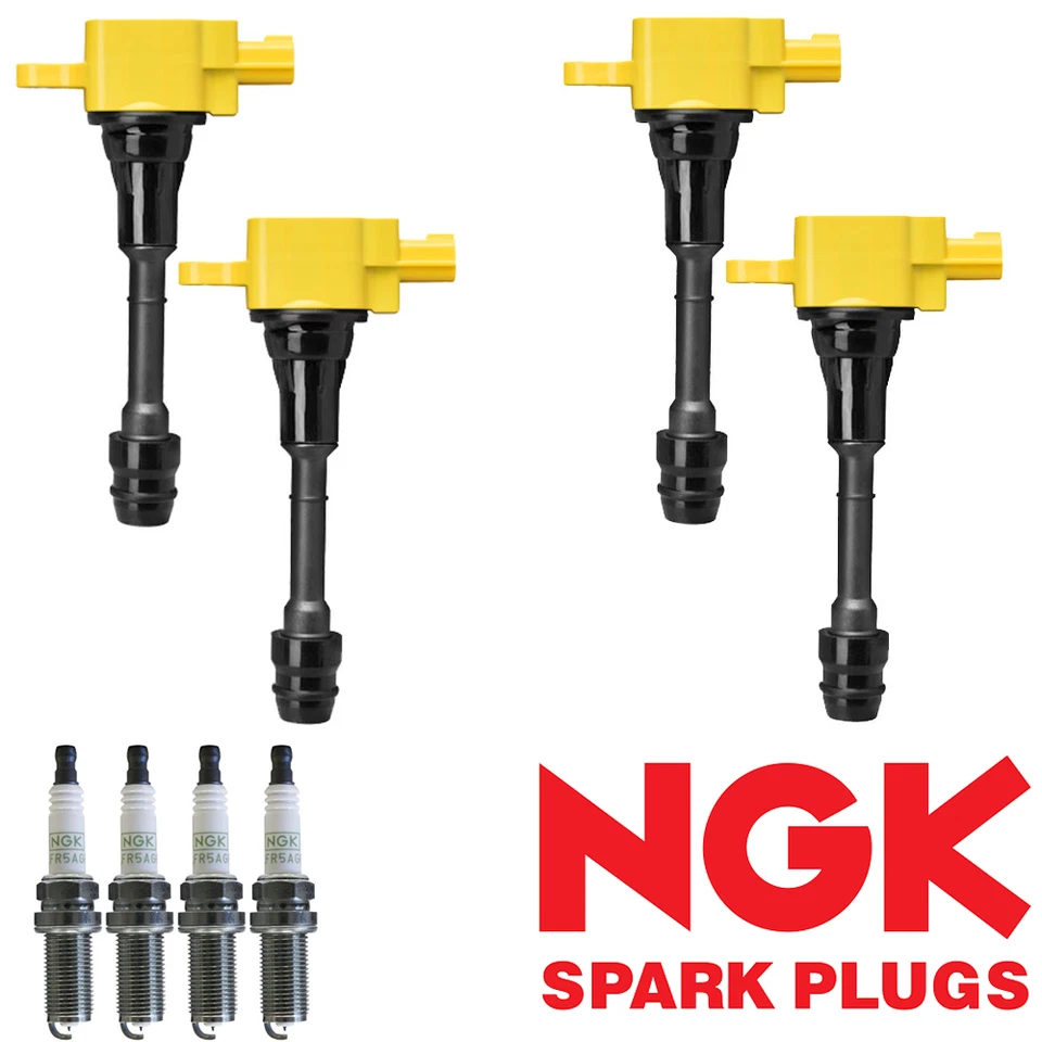 4 bobinas de encendido de alta resistencia y bujía NGK Platinum para Nissan Altima UF350 Foto 1 de 4