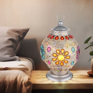 Lampada Tavolo Lampada da Comodino Metallo Cristalli 39,5cm - Foto 1 di 12