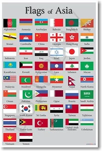 Banderas de Asia - NUEVO PÓSTER World Travel Aula Estudios Sociales Geografía - Imagen 1 de 1