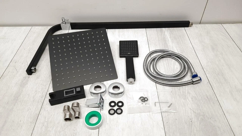 Système de Douche Auralum Noir Set de Douche Colonne de Douche Réglable, Douc... - Photo 1/4