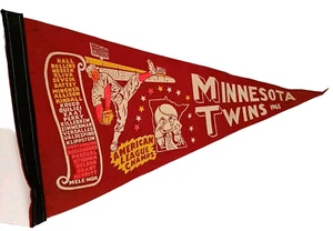 Minnesota Twins Baseball 1965 American League Champs Felt Pennant Red Scroll VTG - Picture 1 of 13