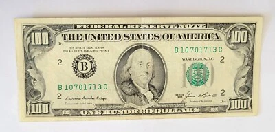1985 $100 One Hundred Dollar Bill, Federal Reserve Note Serial # B10701713C - Image 1 of 2