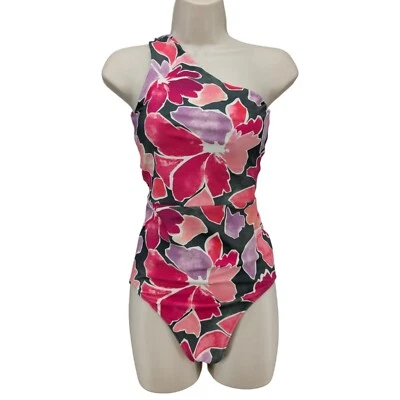 Summersalt Floral One Piece Swimsuit Womens Pink Grey One Shoulder Size 2 LT - Image 1 of 4