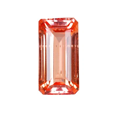 13.00 Ct- Brazil Orange Color Morganite Emerald Shape Loose Gemstone For Women - Image 1 of 4