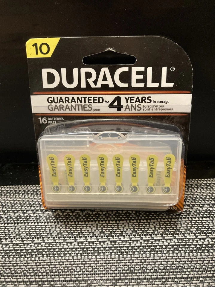 Duracell Duralock Easy Tab Size 10 Hearing Aid Batteries 16ct Retail
