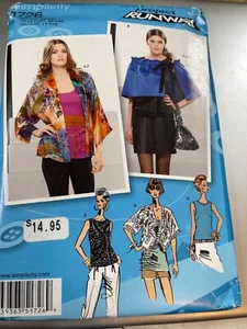 Simplicity Pattern 1726 Ms Project Runway Top~Kimono Jackets~Capelet~Obi Belt - Picture 1 of 3