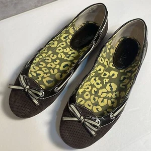 Sperry Top-Sider Leather Suede Perforated Brown Ballet Flats Boat Shoes Bow 7.5M - Picture 1 of 13