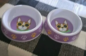 Dog  Paws Themed  Melamine Dog Bowl 2 Inches Tall X 6 Inches Diameter Pair(2) - Picture 1 of 7