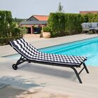 2 Pcs Set Outdoor Lounge Chair Cushion Replacement Patio Seat Cushion ，blue-whit