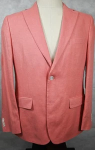 NUEVO Abrigo Deportivo Tommy Hilfiger Rosa Salmón 100% Lino Moderno Doble 42R Nuevo sin Etiquetas - Imagen 1 de 7